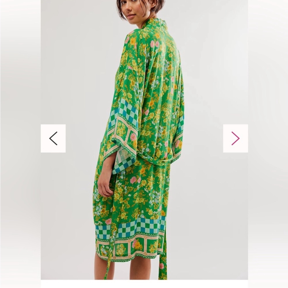 Spell & Gypsy UFT Flora Midi Robe green flowers boho kimono - Picture 6 of 6